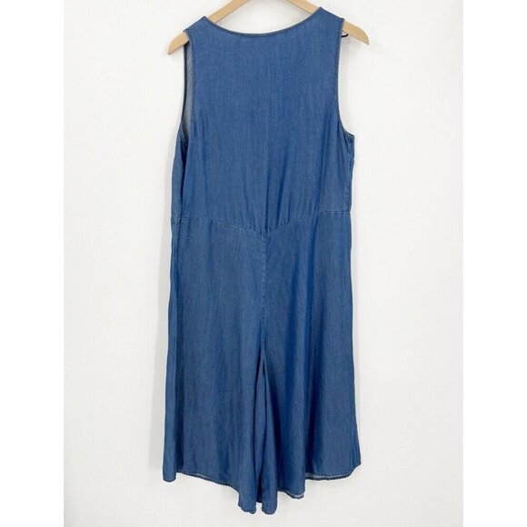 Soft Surroundings Lyocell Blue Chambray Romper Jumpsuit Medium Lagenlook Draped - Picture 5 of 7